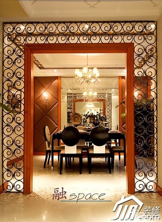 新古典风格公寓古典暖色调豪华型餐厅餐桌效果图