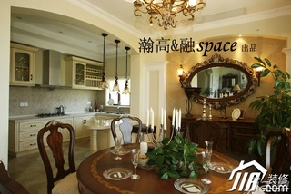 欧式风格别墅大气金色豪华型140平米以上餐厅背景墙餐桌图片