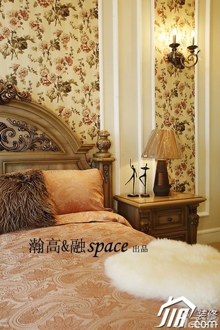 欧式风格别墅大气金色豪华型140平米以上卧室床图片