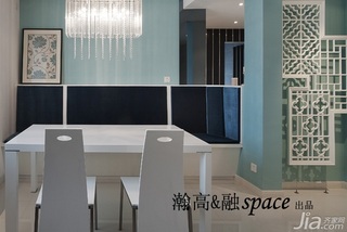 简约风格公寓时尚蓝色富裕型餐厅餐桌效果图