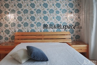 简约风格公寓时尚蓝色富裕型卧室床图片