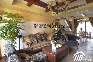 欧式风格三居室古典暖色调富裕型140平米以上客厅沙发效果图
