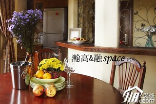 欧式风格三居室古典暖色调富裕型140平米以上餐厅餐桌效果图