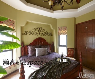 欧式风格三居室古典暖色调富裕型140平米以上卧室卧室背景墙床效果图