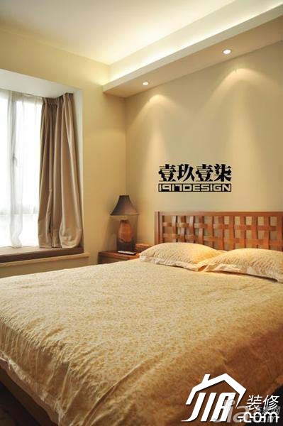 二居室装修,富裕型装修,简约风格,卧室,白色,床,灯具,一九一七设计