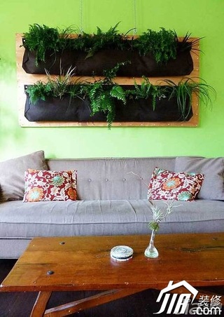 美式乡村风格公寓小清新经济型客厅背景墙沙发图片