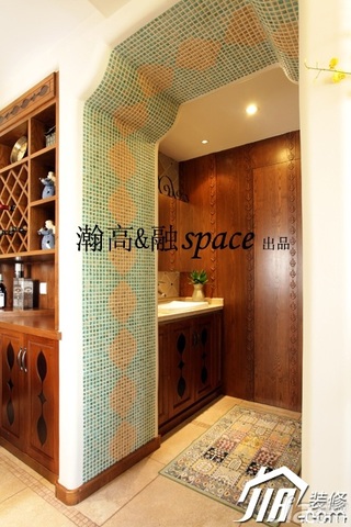 宜家风格二居室温馨原木色富裕型洗手台效果图