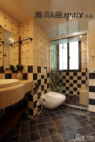 宜家风格二居室温馨原木色富裕型卫生间设计