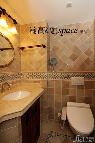 宜家风格二居室温馨原木色富裕型卫生间装修图片