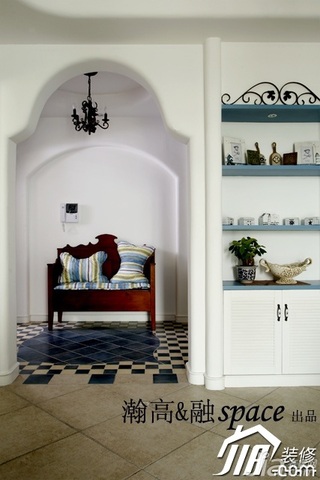 地中海风格公寓时尚蓝色富裕型门厅设计图