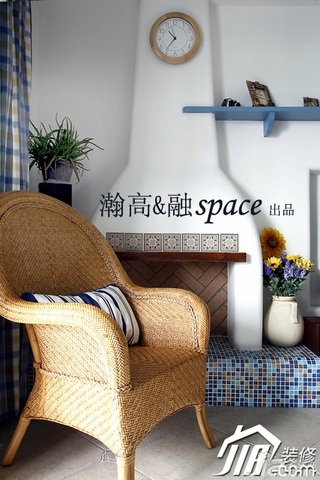 地中海风格公寓时尚蓝色富裕型客厅装修图片