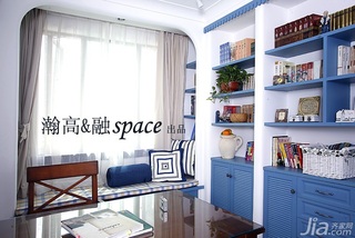 地中海风格公寓时尚蓝色富裕型书房书架图片