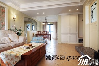 美式乡村风格公寓小清新暖色调富裕型客厅茶几图片