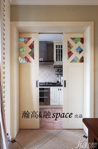 美式乡村风格公寓小清新暖色调富裕型厨房设计图