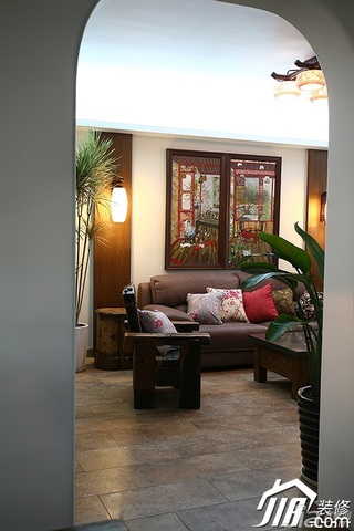 中式风格公寓富裕型客厅沙发效果图