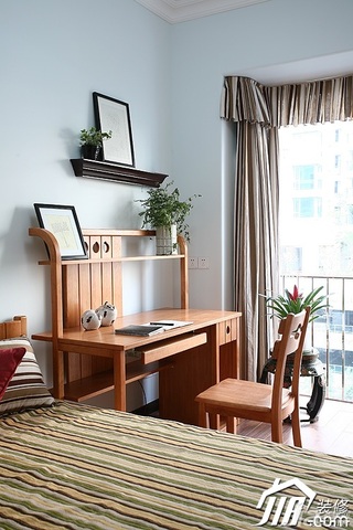 中式风格公寓富裕型卧室窗帘图片