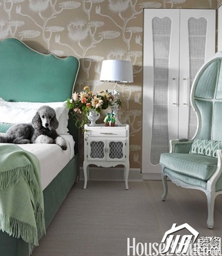 混搭风格公寓可爱富裕型卧室床效果图