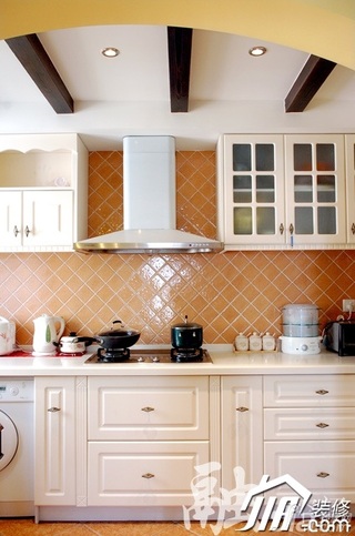 简约风格小户型时尚黄色富裕型厨房橱柜设计图纸