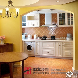 简约风格小户型时尚黄色富裕型厨房橱柜定制