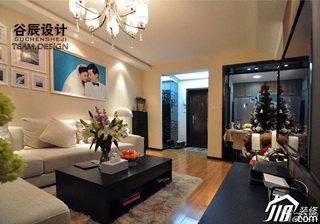 简约风格公寓温馨暖色调富裕型客厅隔断沙发图片