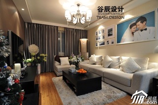 简约风格公寓温馨暖色调富裕型客厅电视背景墙茶几图片