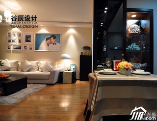 简约风格公寓温馨暖色调富裕型客厅电视背景墙茶几图片