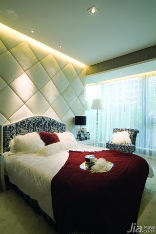 欧式风格公寓富裕型卧室卧室背景墙床效果图