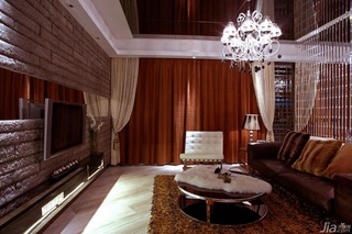 欧式风格公寓富裕型电视背景墙窗帘图片