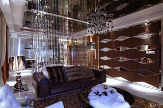 欧式风格公寓富裕型电视背景墙窗帘效果图