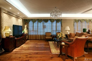 田园风格公寓富裕型客厅电视背景墙窗帘效果图