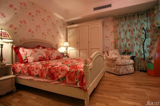 田园风格公寓富裕型卧室窗帘图片