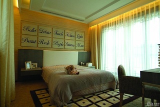 简约风格别墅富裕型卧室床图片