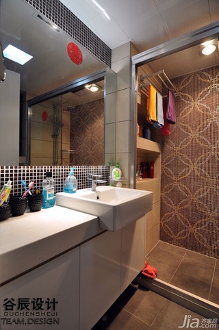 简约风格公寓大气米色富裕型卫生间洗手台婚房设计图