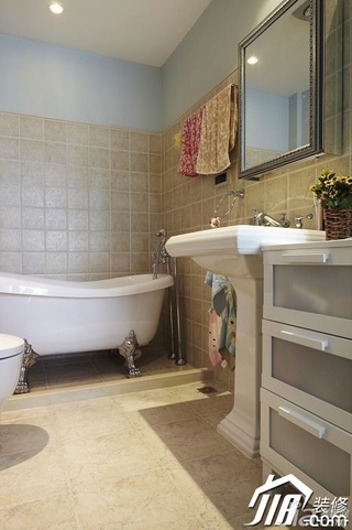 地中海风格二居室富裕型卫生间洗手台效果图