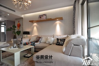 宜家风格公寓温馨暖色调富裕型客厅窗帘图片