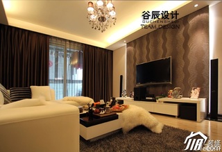 简欧风格公寓时尚咖啡色富裕型客厅电视背景墙沙发婚房家居图片