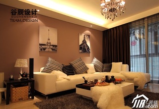 简欧风格公寓时尚咖啡色富裕型客厅沙发婚房家装图