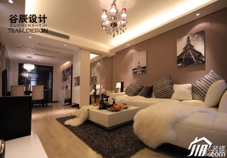 简欧风格公寓时尚咖啡色富裕型客厅沙发婚房家装图片