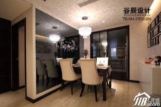 简欧风格公寓时尚咖啡色富裕型餐厅照片墙餐桌婚房平面图