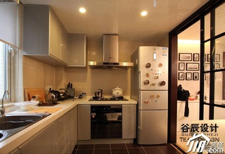 简欧风格公寓时尚咖啡色富裕型厨房橱柜婚房家装图