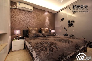 简欧风格公寓时尚咖啡色富裕型卧室壁纸婚房家装图片