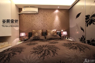 简欧风格公寓时尚咖啡色富裕型卧室壁纸婚房设计图纸