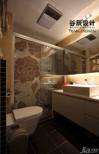 简欧风格公寓时尚咖啡色富裕型卫生间洗手台婚房平面图