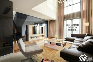 简约风格复式富裕型客厅电视背景墙窗帘效果图