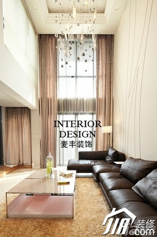 简约风格复式富裕型客厅窗帘图片