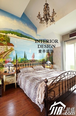 混搭风格复式富裕型卧室卧室背景墙灯具图片