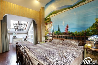 混搭风格复式富裕型卧室卧室背景墙灯具效果图