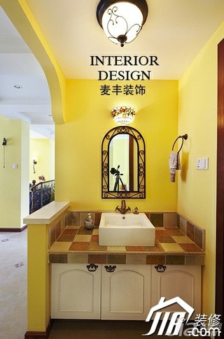 混搭风格复式富裕型门厅洗手台效果图