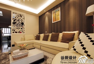 宜家风格公寓时尚咖啡色富裕型客厅隔断沙发效果图