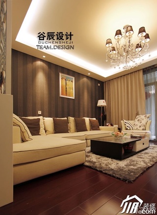 宜家风格公寓时尚咖啡色富裕型客厅沙发背景墙灯具效果图